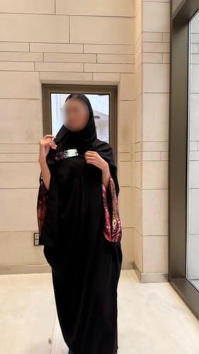 Black chiffon Bisht Lined in Pure Black silk with...