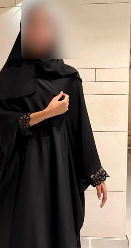 Bisht – Black Crepe with Beaded Sleeves
