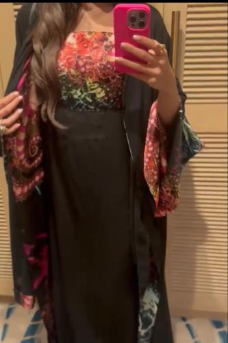 Black Dress With Printed Silk