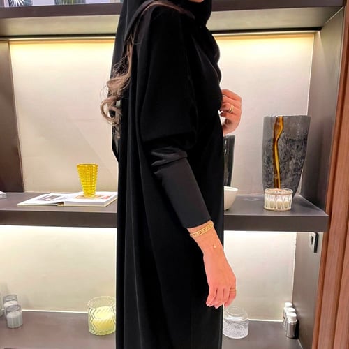 Black abaya with Black stretch sleeves