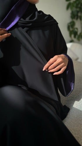 ‏Wide Sleeve Lined in Striped Purple