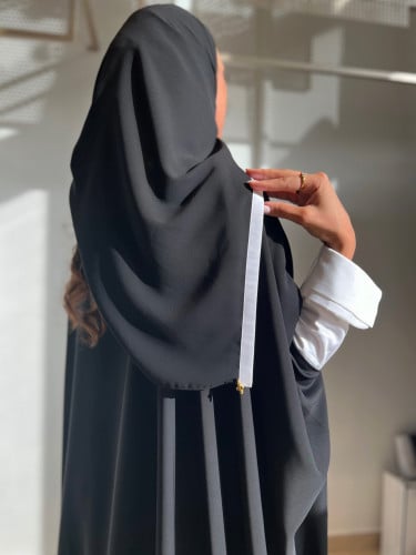 Black Bisht with White cuffs