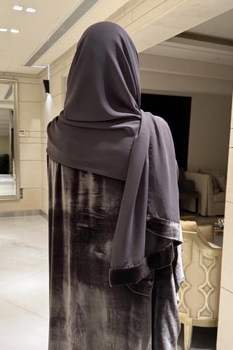 Half Bisht – French Gray Silk Velvet