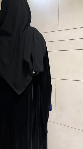 Half Bisht – Black Velvet & Indigo Wool