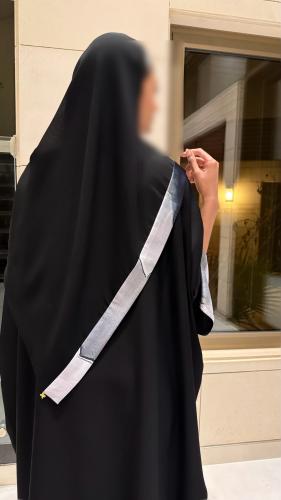 Black Bisht Lined In Black Gray Print
