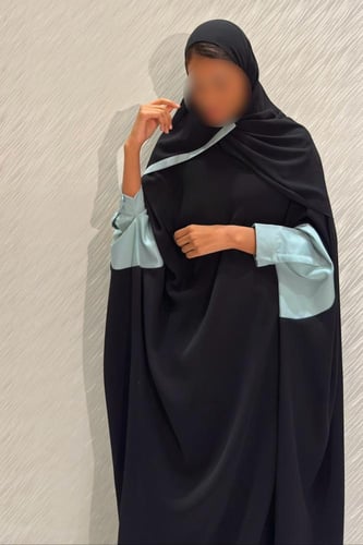 Black Bisht with Tiffany circles cuffs