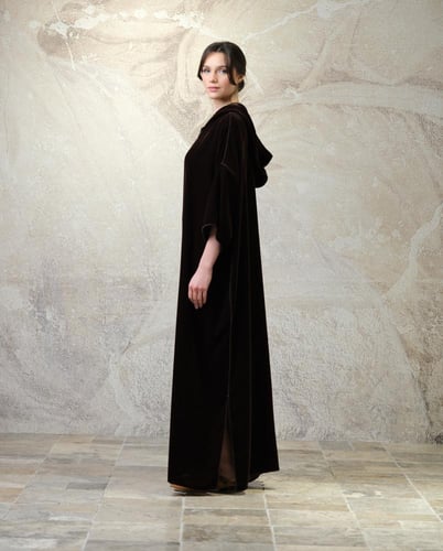 Hooded Dress – Chocolate Brown Velvet