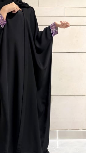 Black Bisht with Lavender Tricot Sleeves