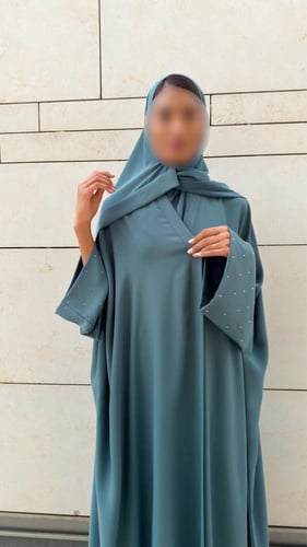 Green Aquifer Bisht with crystal wide sleeves