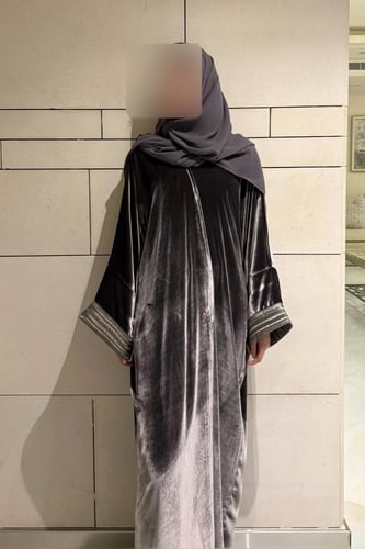 Quarter Bisht – French Grey Silk Velvet with Gray...