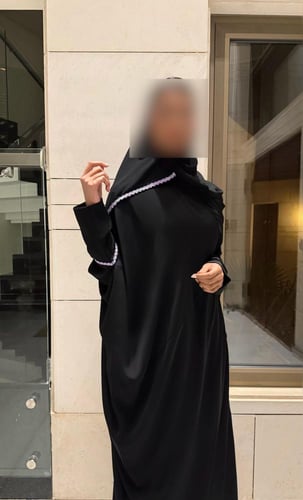 Black Half Bisht With Lavender trim