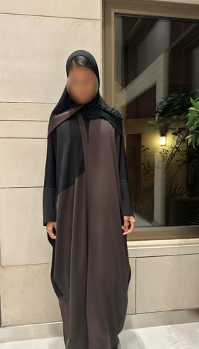 Contrast half Bisht Black and Brown