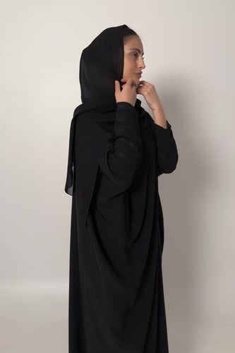 Half Bisht – Black with Long Embroidered Black Sle...