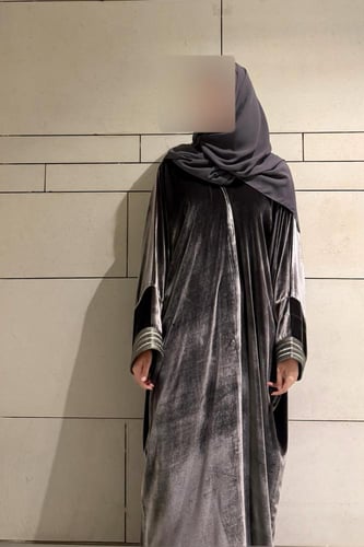 Quarter Bisht – French Grey Silk Velvet with Gray...