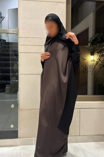 Contrast half Bisht Black and Brown