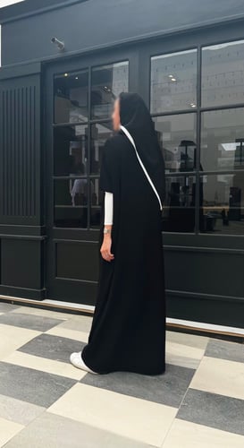 Black abaya with White stretch sleeves
