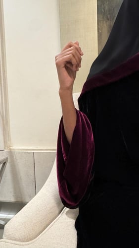 Black A line Velvet with Bell Sleeves Lined in Sil...