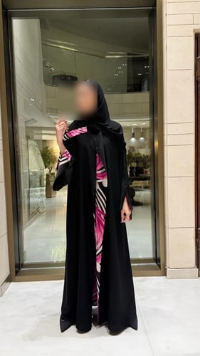 Black A line Abaya Lined with Pure black Silk With...
