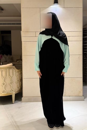 Bisht Black Velvet with Tiffany Silk