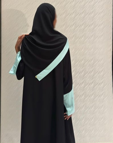 Black A-line abaya with glistering Tiffany sleeves
