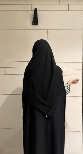 Black Bisht with Black and Ivory Tricot Sleeves