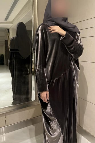 Half Bisht – French Gray Silk Velvet