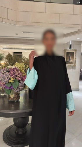 Black A-line abaya with glistering Tiffany sleeves