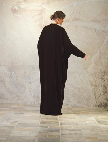 Half Bisht Abaya in Chocolate Brown Velvet