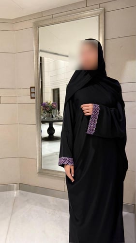 Half Black Bisht with Mauve Tricot and Wide Sleeve...