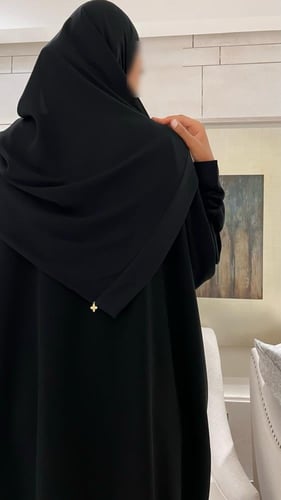 Black Abaya with Monochrome Drip Collar