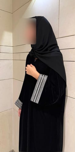 Quarter Bisht – Black Velvet with Silver Zari