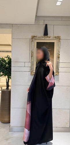 Black Bisht Lined In Black Pink Print