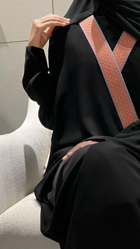 Black Bisht with Orange Collar
