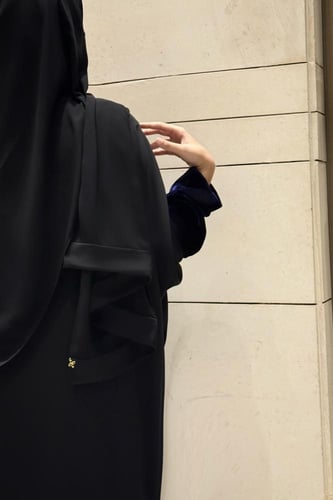 Half Bisht – Black Crepe with Royal Navy Japanese...