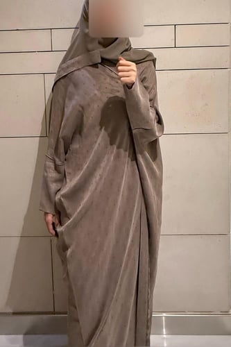 Half Bisht Abaya – Washed Japanese Silk in Taupe