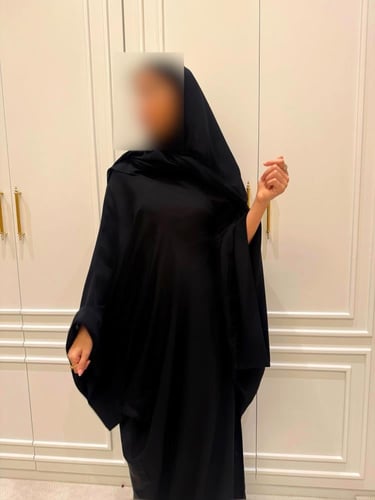 Black Bisht With Extra Wide Sleeves