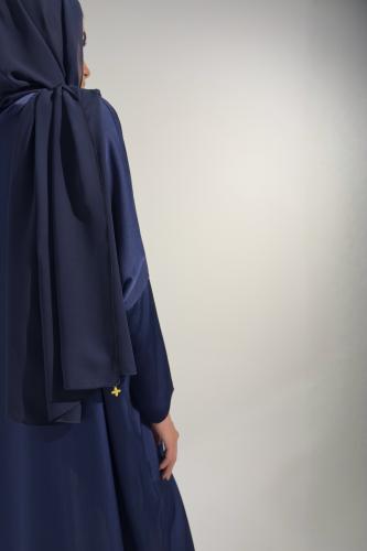 Half Bisht — Navy Silk Chiffon Abaya
