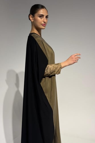 Half Bisht – Washed Japanese Silk in Olive Antique...