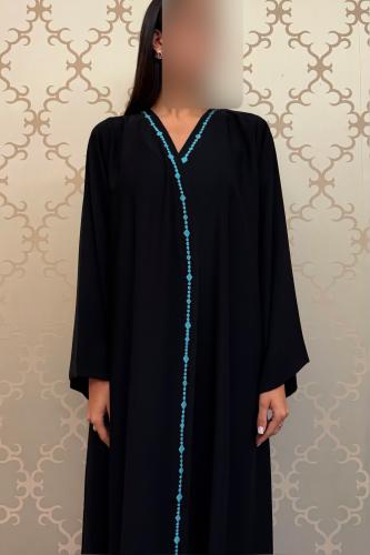 A-Line — Black with Turquoise Embroidery Detail