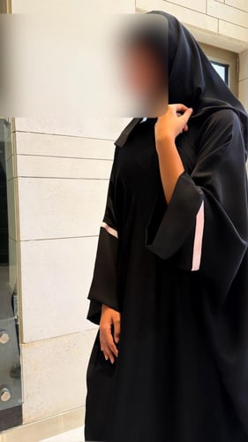 Half Black Bisht with Baby Pink and Wide Sleeves
