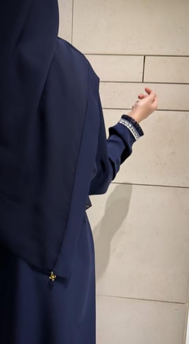 Navy A line with Fringe sleeves