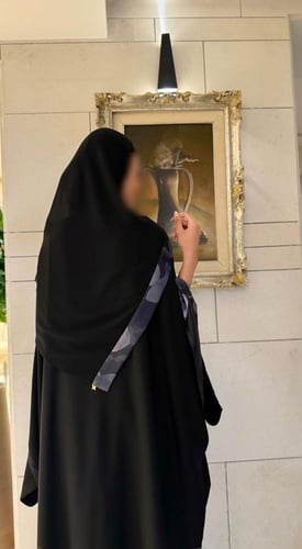 Black Crepe Bisht Lined in Black and Gray Silk