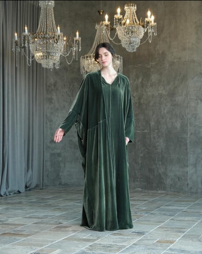 Half Bisht –Japanese Green Velvet