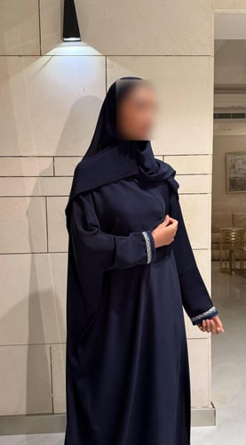 Navy Half Bisht with Fringe sleeves