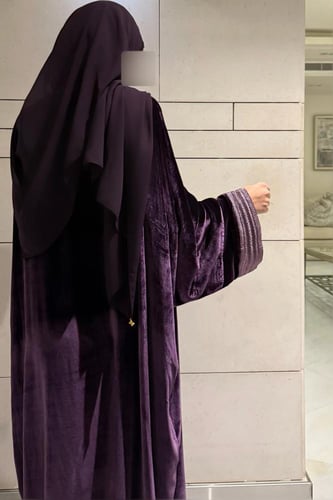 Quarter Bisht – French Purple Silk Velvet with Pur...