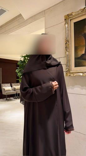 A-line Abaya – Chocolate Brown with Bronze Sequins