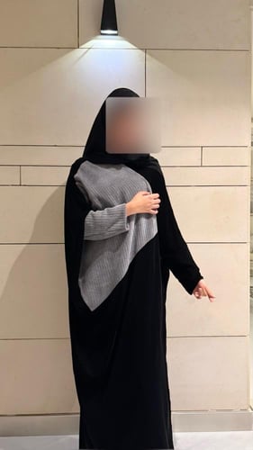 Half Bisht – Black Velvet & Grey Wool