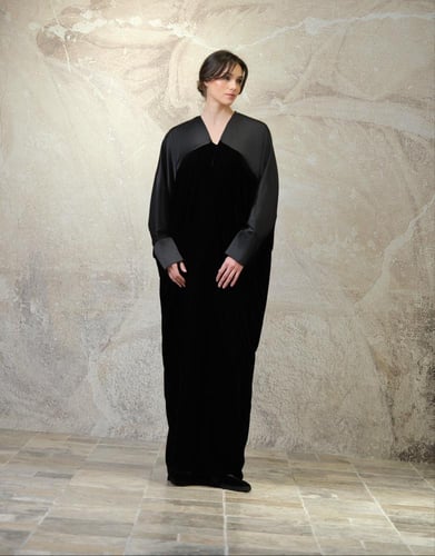 Bisht Black Velvet with Black Silk