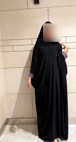 Black Bisht with Lavender Tricot Sleeves
