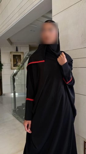 Black Half Bisht With Spicy Orange